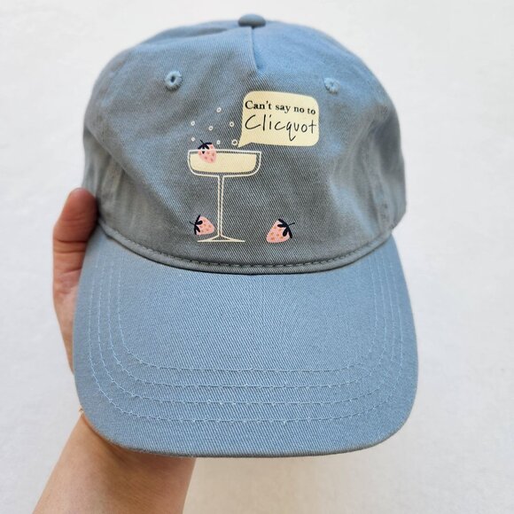 Cant Say No To Clicquot Adjustable Baseball Cap Blue Cotton Champagne Cute Girly - Picture 3 of 7